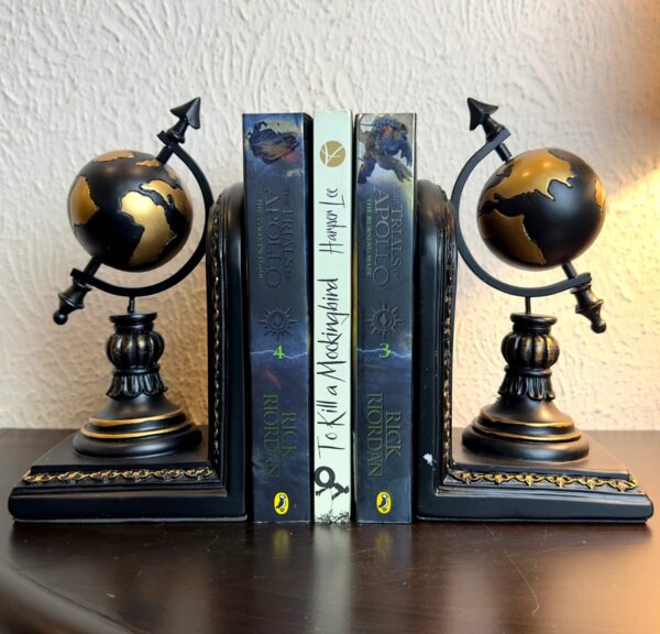 Rustic World Globe Book Ends