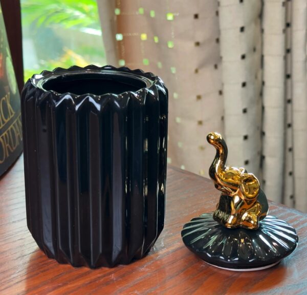 Black Ceramic Candy Jar - Image 3