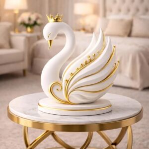 Luxury White Gold Swan Wall Art
